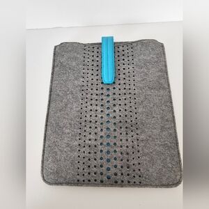 Gray Felt Tablet Sleeve with Blue Strap